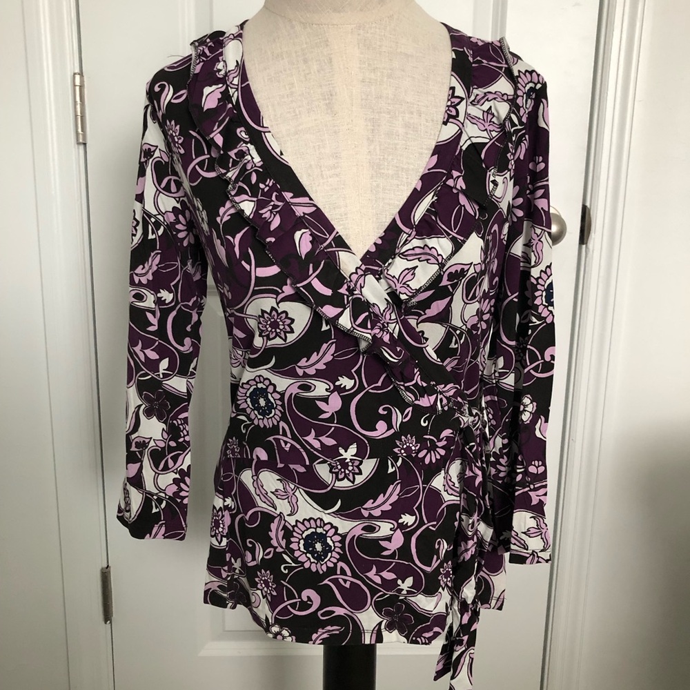 Ann Taylor Floral Wrap Top